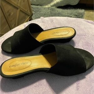 Comfortview Women's Black Mules